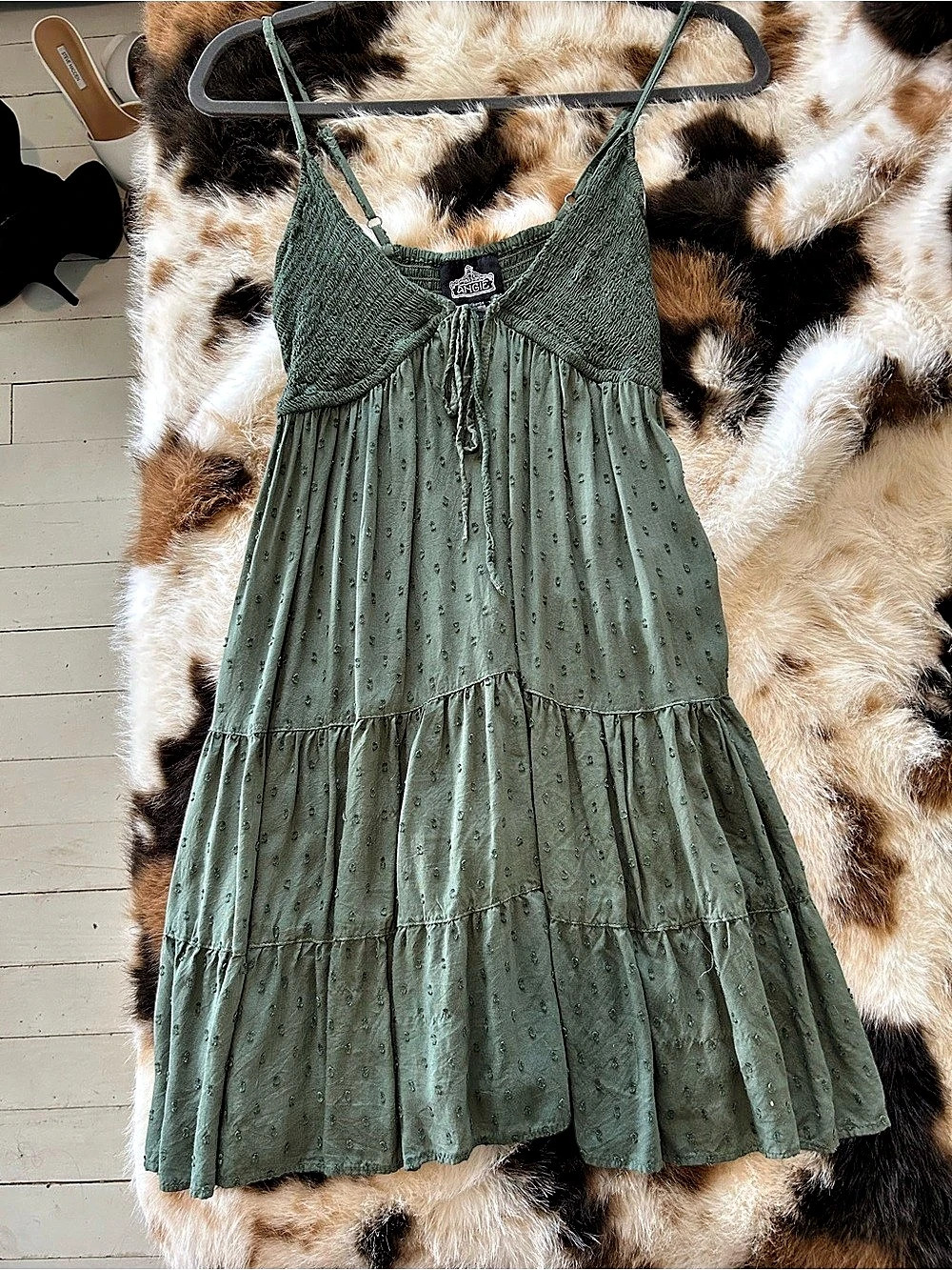 Angie Mini Tiered Dress in Green Size Small